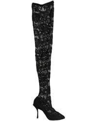 Dolce & Gabbana - Black Taormina Lace Socks Boots Pumps Shoes - Lyst