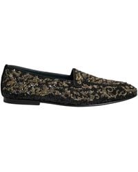 Dolce & Gabbana - Black Gold Embellished Dress Loafers Shoes - Lyst