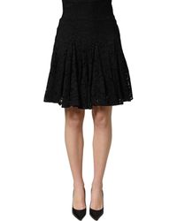 Dolce & Gabbana - Floral Cut Out Lace A-Line Mini Skirt Cotton Viscose Nylon - Lyst