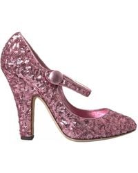 Dolce & Gabbana - Pink Sequin Mary Jane Pumps High Heels Shoes - Lyst