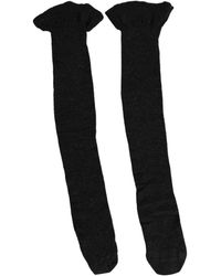 Dolce & Gabbana - Black Wool Logo Calf Long Accessory Socks - Lyst