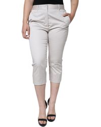 Dolce & Gabbana - Cotton Mid Waist Cropped Skinny Pants - Lyst