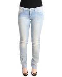 Acht - Light Blue Washed Cotton Low Waist Skinny Denim Jeans - Lyst