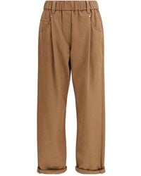 Brunello Cucinelli - Brown Cotton Casual Pants - Lyst