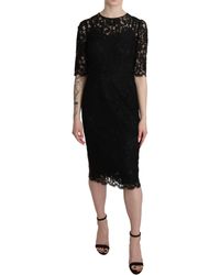 Dolce & Gabbana - Floral Lace Sheath Knee Length Dress - Lyst