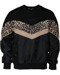 Dolce & Gabbana - Black Leopard Crew Neck Sweatshirt Sweater - Lyst