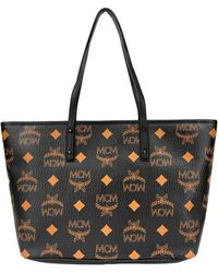 MCM - Aren Black Leather Shoulder Tote Bag - Lyst