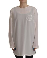 Dolce & Gabbana - Elegant Silk Top With Logo Embroidery - Lyst