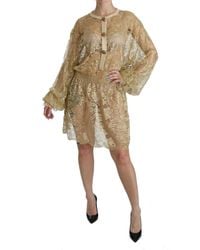 Dolce & Gabbana - Lace See Through A-line Knee Length Dress - Lyst