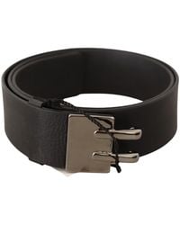 CoSTUME NATIONAL - Black Leather Silver Buckle Waist Belt - Lyst