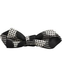 Dolce & Gabbana - Black White Checkered Adjustable Neck Papillon Bow Tie - Lyst