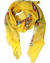 Dolce & Gabbana - Yellow Silk Printed Shawl Stole Scarf - Lyst