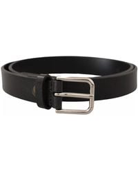 Dolce & Gabbana - Calf Leather Silver Tone Black Metal Buckle Belt - Lyst