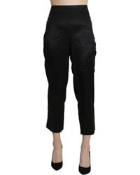 Bencivenga - Black High Waist Straight Cropped Dress Trouser Pants - Lyst