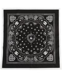 Dolce & Gabbana - Black White Bandana Square Men Foulard Scarf - Lyst