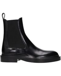 Jil Sander - Black Leather Ankle Boots - Lyst