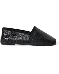 Dolce & Gabbana - Black Exotic Leather Espadrilles Slip On Shoes - Lyst
