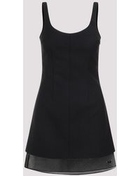 Prada - Black Wool Midi Dress - Lyst