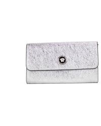 Versace - Small Metallic Silver Lamb Leather Medusa Clutch Crossbody Wallet Bag - Lyst
