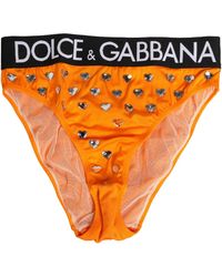 Dolce & Gabbana - Orange Crystal High Waist Brief Panty Underwear - Lyst