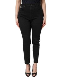 Dolce & Gabbana - Black Skinny Cotton High Waist Denim Jeans - Lyst