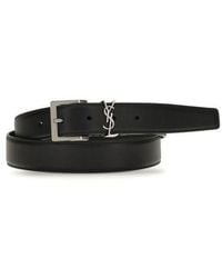 Saint Laurent - Black Calf Leather Bos Taurus Regular Belt - Lyst