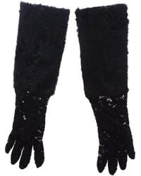Dolce & Gabbana - Wool Lace & Lamb Fur Elbow Gloves - Lyst