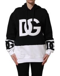 Dolce & Gabbana - Blackwhite Appliqué Hooded Sweatshirt Sweater - Lyst