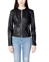 ARMANI EXCHANGE - Black Polyester Leather Jacket - Lyst