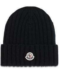 Moncler - Black Wool Oves Aries Beanie - Lyst