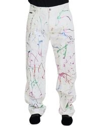 Dolce & Gabbana - Chic Splash Print Denim Pants - Lyst
