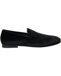 Dolce & Gabbana - Black Velvet Loafers Formal Shoes - Lyst