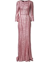 Dolce & Gabbana - Pink Sequinned Mermaid Long Gown Dress - Lyst