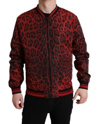 Dolce & Gabbana - Leopard Nylon Bomber Full Zip Jacket - Lyst