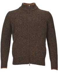 Gran Sasso - Brown Wool Mock Sweater With Zip - Lyst