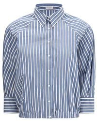 Brunello Cucinelli - Blue Cotton Pattern Shirt - Lyst