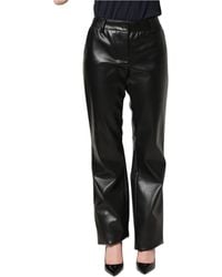 Dolce & Gabbana - Black Pu Leather High Waisted Trouser Pants - Lyst