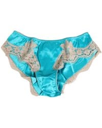 Dolce & Gabbana - Blue Silk Satin Lace Trim New Slip Underwear - Lyst