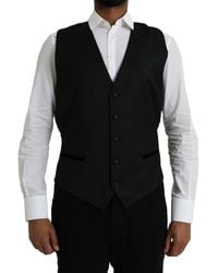 Dolce & Gabbana - Black Silk Waistcoat Dress Formal Vest - Lyst