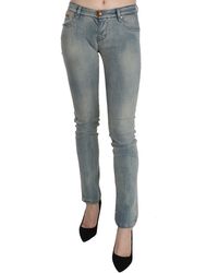 Plein Sud - Light Blue Washed Mid Waist Skinny Denim Jeans - Lyst