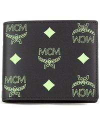 MCM - Small Summer Smooth Visetos Monogram Logo Leather Bifold Wallet - Lyst