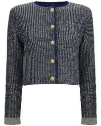 Balmain - Quilted Sequin Cardigan With Decorative Buttons - Lyst