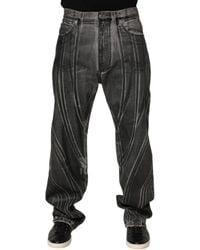 Dolce & Gabbana - Black Grey Graphic Print Denim Pants Jeans - Lyst