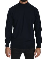Mila Schon - Dark Blue Crewneck Pullover 100% Wool Sweater - Lyst
