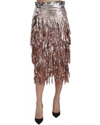 Dolce & Gabbana - Sequin Embellished Fringe Midi Pencil Skirt - Lyst