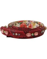 Dolce & Gabbana - Exotic Leather Crystals Reversible Shoulder Strap - Lyst