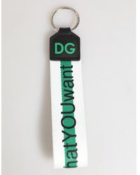 Dolce & Gabbana - Green Logo Polyester Silver Brass Holder Keychain Keyring - Lyst