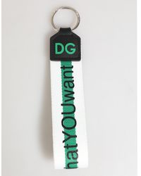 Dolce & Gabbana - Green Logo Polyester Silver Brass Holder Keychain Keyring - Lyst
