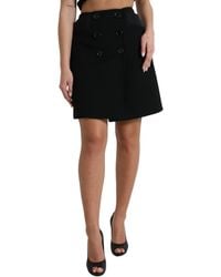 Dolce & Gabbana - Wool Button High Waist Aline Mini Skirt - Lyst