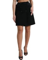 Dolce & Gabbana - Wool Button High Waist Aline Mini Skirt - Lyst